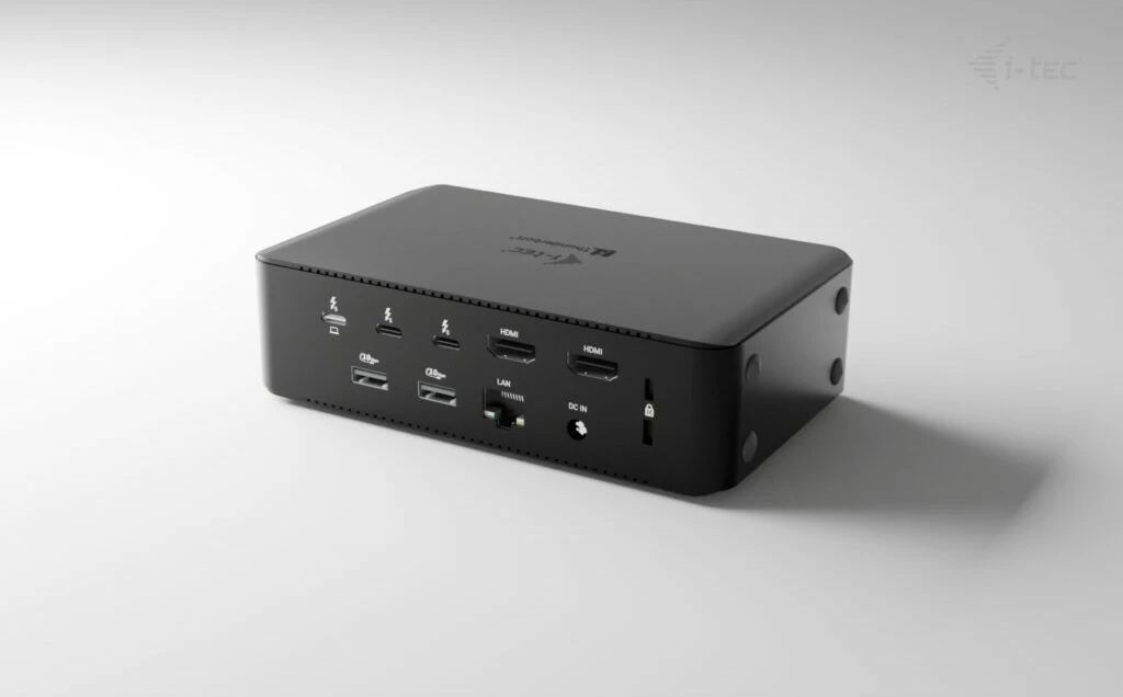 Docking station I-Tec Thunderbolt 5 Quattro Display DS, 2x Thunderbolt 5, 2x HDMI, 2.5G LAN, 140W PD, e zezë