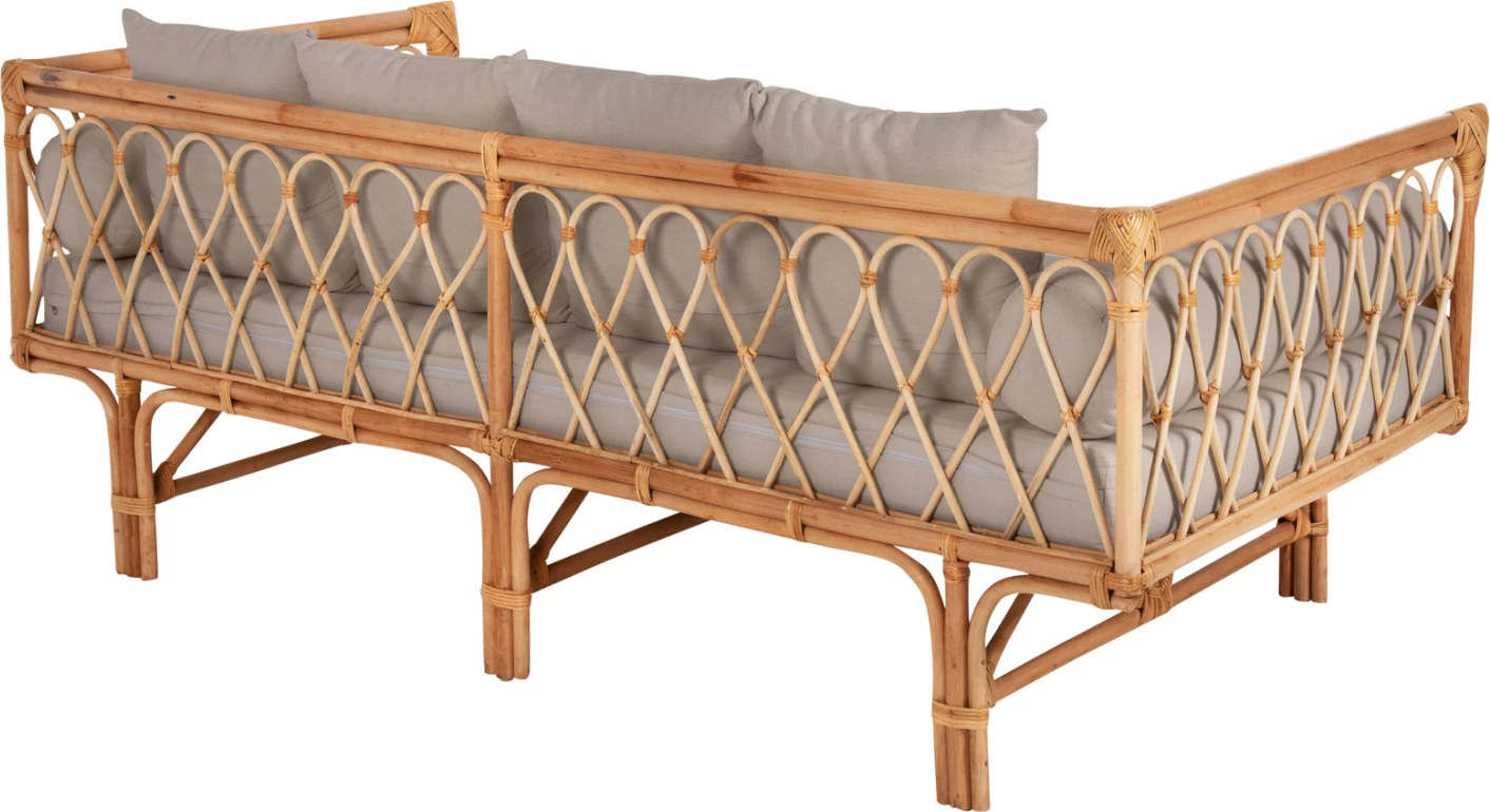 Divan ALIKI FH9658 prej ratanit, jastëkët bezhë, 200x100x86H cm 8