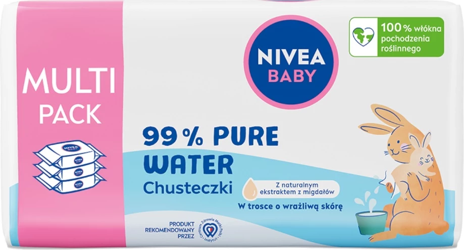 Peceta të lagura për fëmijë Nivea Baby biodegradable 99% Pure Water 3x57 copë