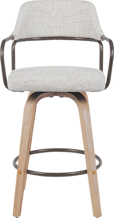 Karrige për bar rrotulluese, lartësi mesatare, metal-dru, stof bezhë-kafe, 54x52x98cm