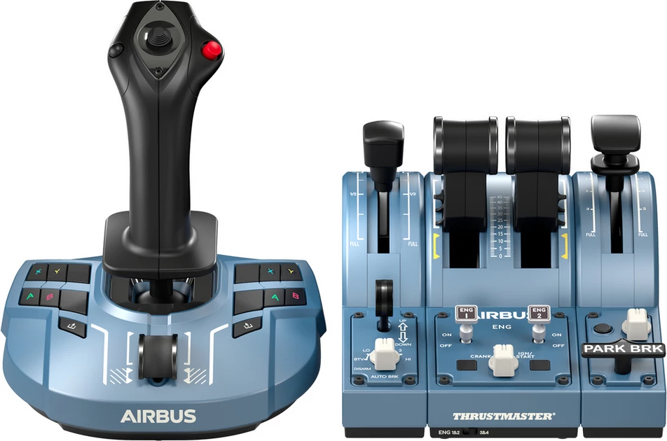 Kontroller fluturimi Thrustmaster TCA Captain X Airbus 4460217, set joystick + throttle, blu