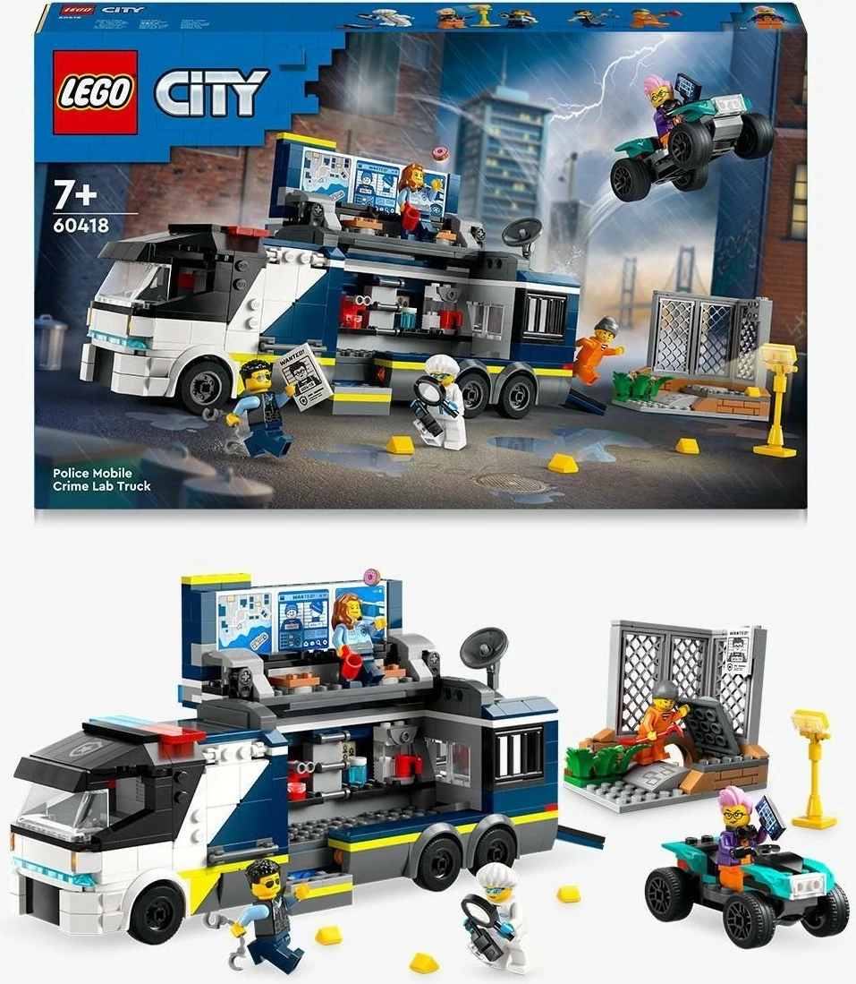 Set ndërtimi LEGO City Police Mobile Crime Lab Truck 674 pjesë, shumëngjyrësh