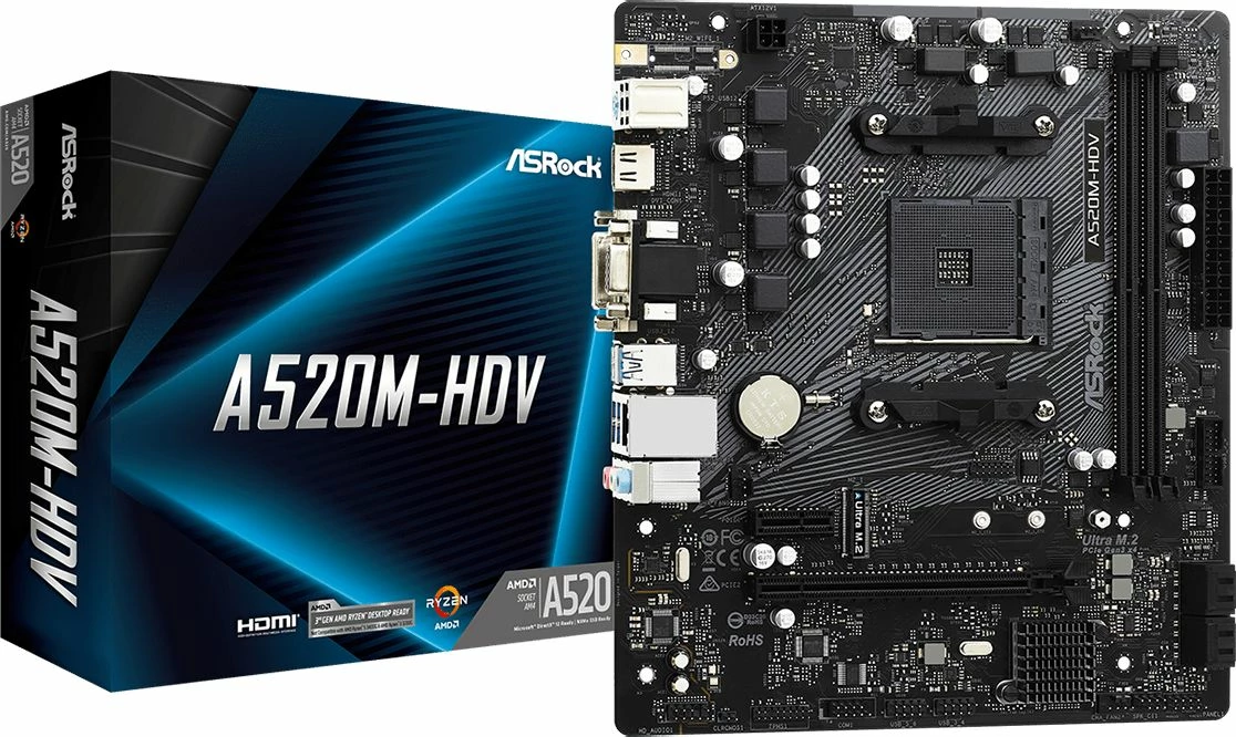 Pllakë amë ASRock A520M-HDV mATX, Socket AM4, DDR4 64GB
