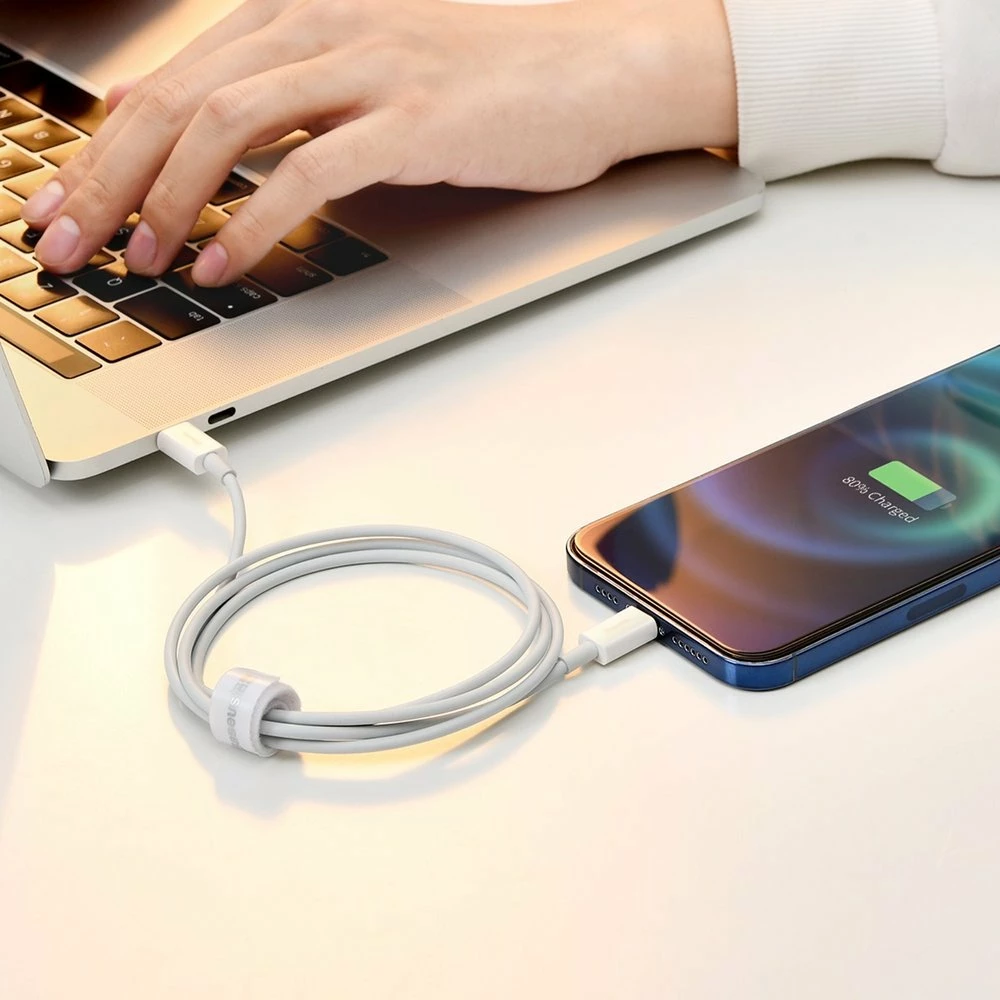 Kabllo Baseus Superior CALYS-A02, USB në Lightning, 1m, 2.4A, Bardhë