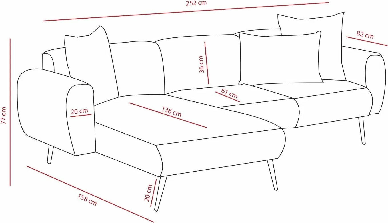 Këndare Atelier del Sofa, ana e djathtë, ngjyrë gri e çelët