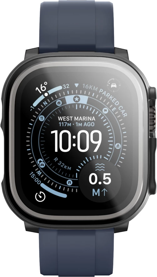 Mbrojtës xhami me kasë për smartwatch, AmazingThing Radix FullGuard, Apple Watch Ultra 3 49mm, xham 9H, kompatibil me karikim wireless, e zezë