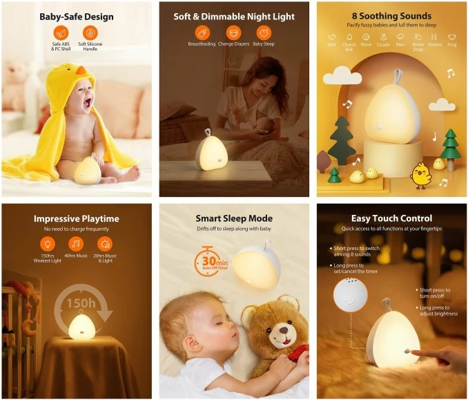 Dritë nate për fëmijë VAVA Little Chick MPN 78-08010-022 3000-3500K me melodi/white noise, e verdhë