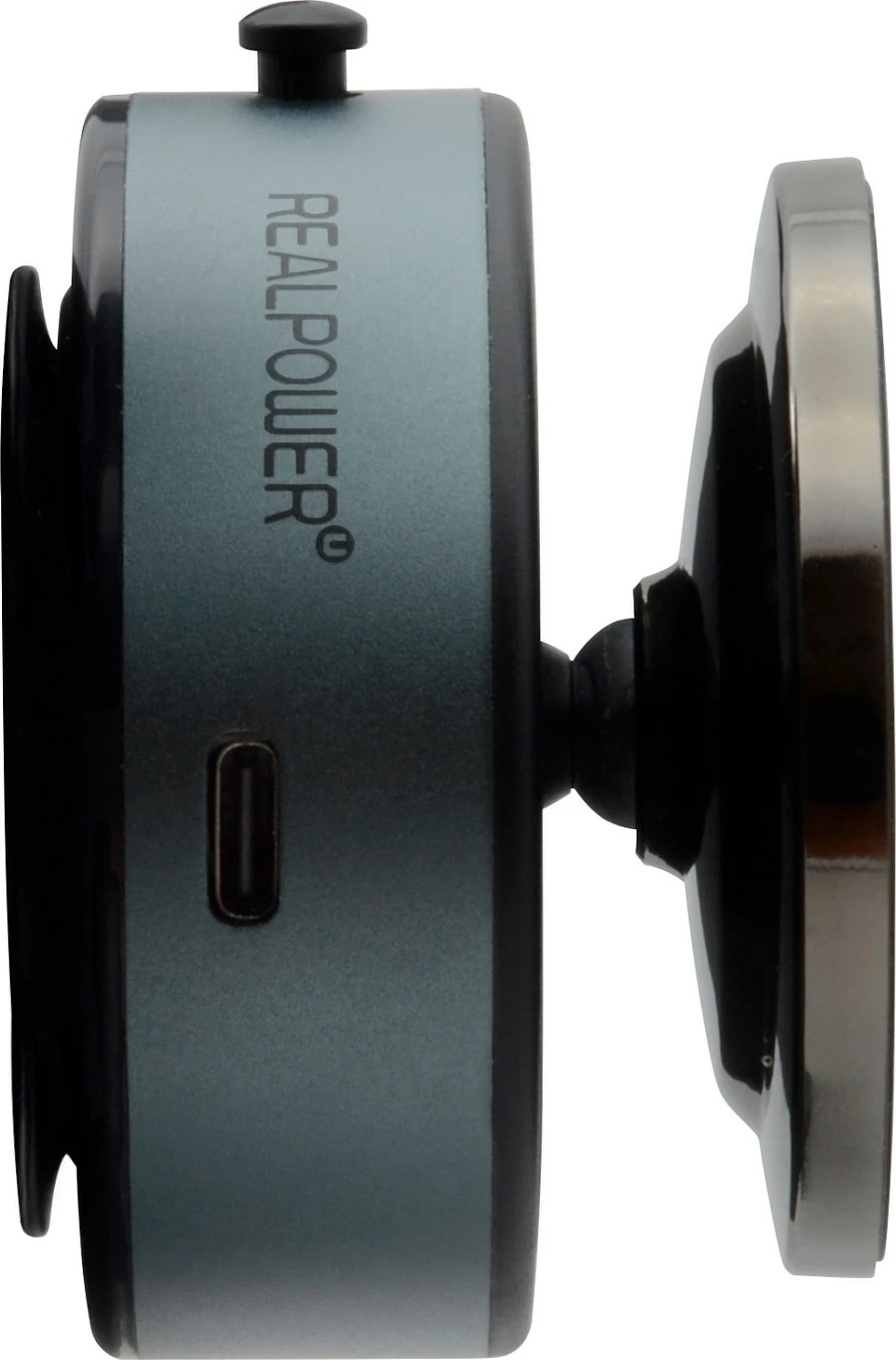 Mbajtëse për celular RealPower MH-1, magnetike, karikim wireless, USB-C, e zezë
