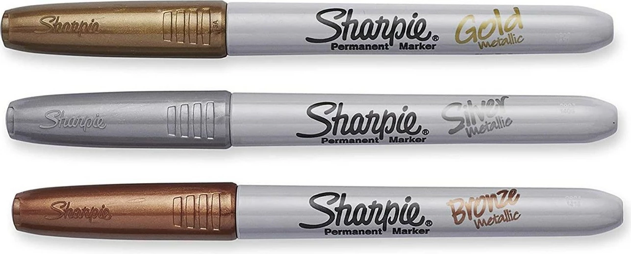 Set marker permanent Sharpie 3 copë, metallic, fine tip 0.9mm, bronze gold silver
