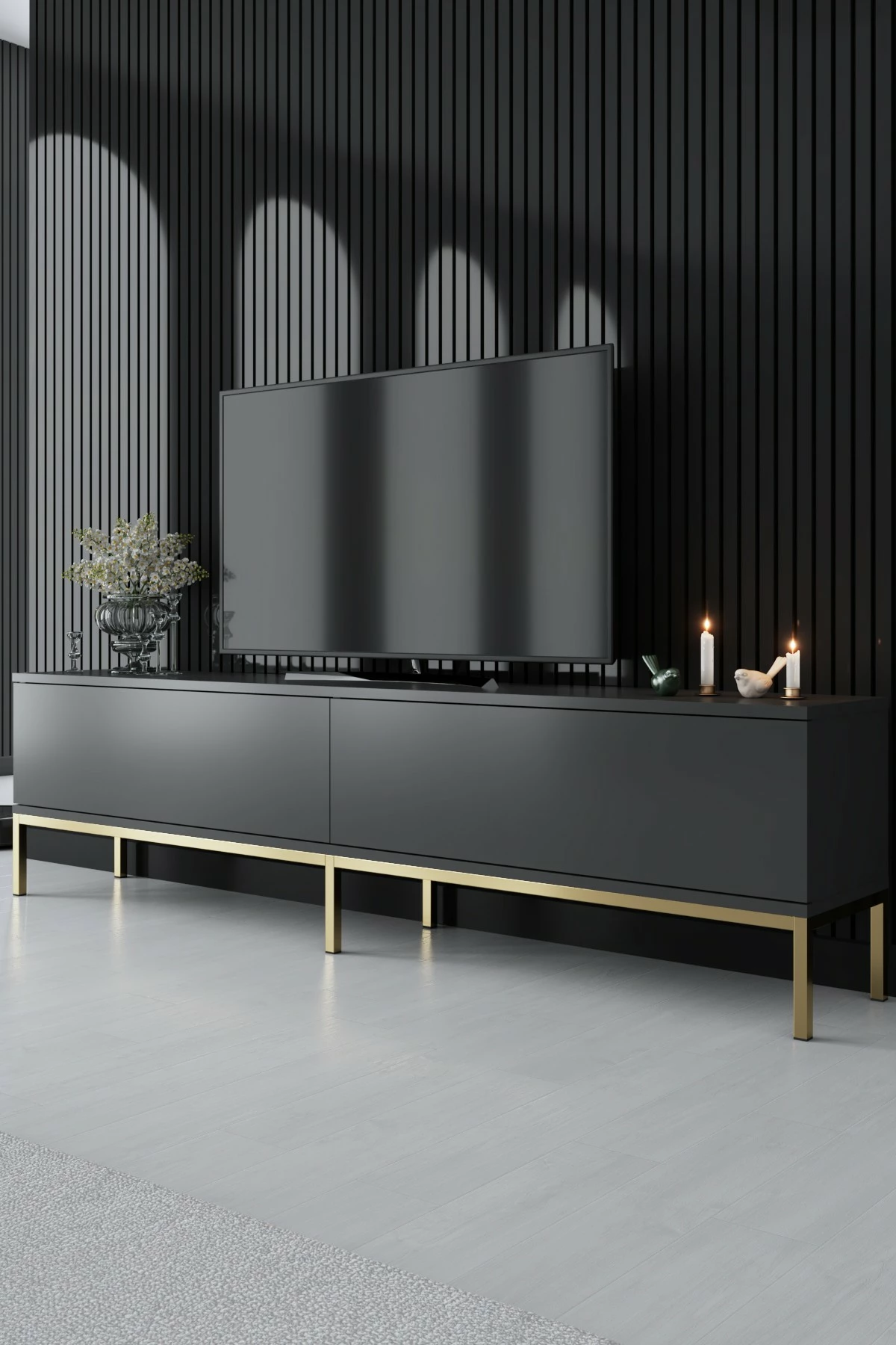 Set mobiljesh për dhomë dite, Hanah Home Lord, anthracite dhe ari