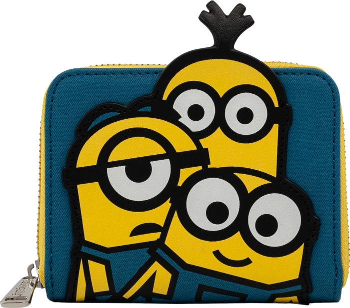 Portofol Loungefly Minion Triple Minion Bello, zip-around, lëkurë artificiale, blu/verdhe
