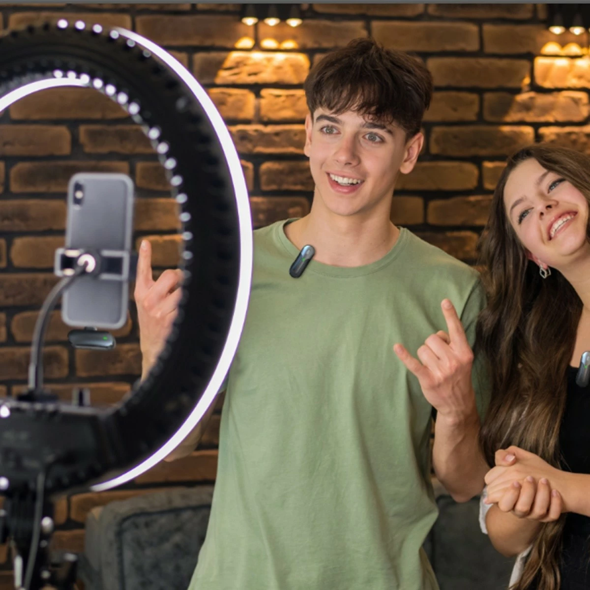 Set mikrofonash wireless Technaxx TX-301, 2 copë, USB-C, i zi