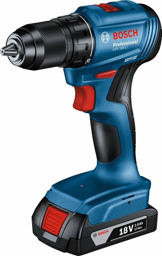 Set veglash me bateri Bosch GDX 18V-285 + GSR 185-LI 18V, 2x2Ah (06019N2123), 6 copë, me valixhe, blu
