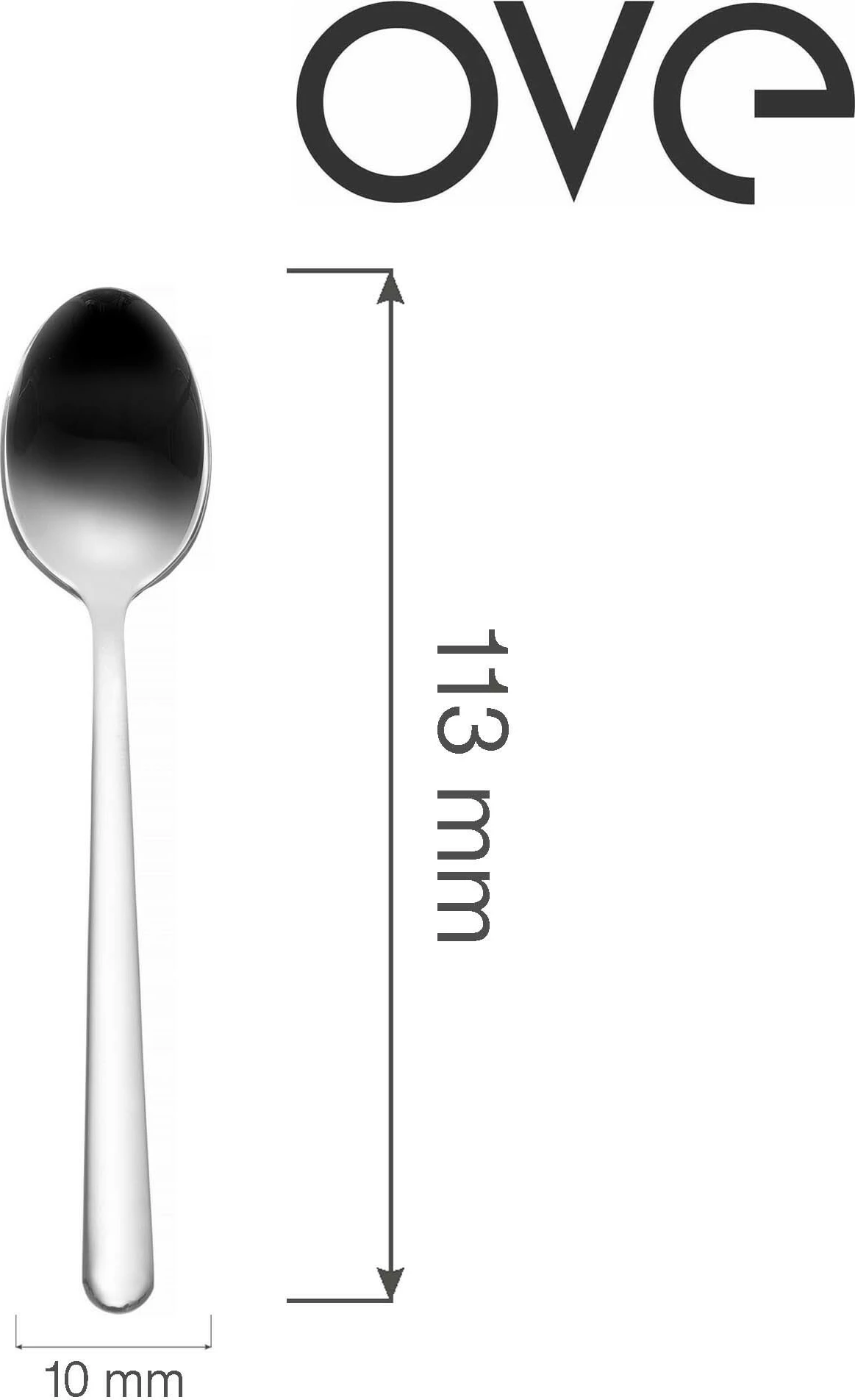 Lugë kafeje OVE Adria 113 mm çelik inox 18/10, argjendtë, set 12 copë