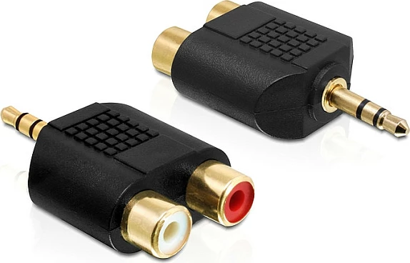 Adapter audio DeLOCK 65365, 3.5mm mashkull në 2xRCA femër, i zi