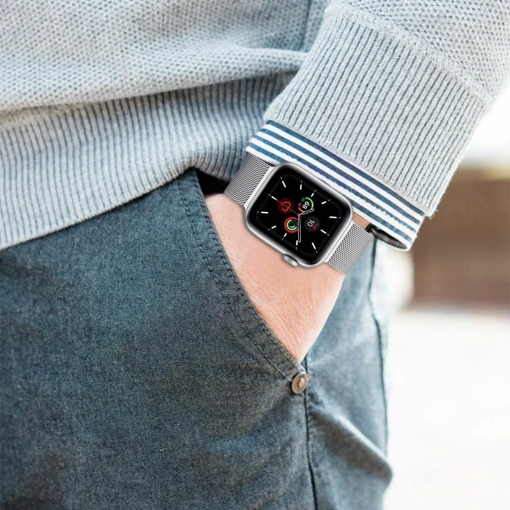 Rrip çeliku Milanese Tech-Protect për Apple Watch 4/5/6/7/8/9/SE (38/40/41 mm), bezhë