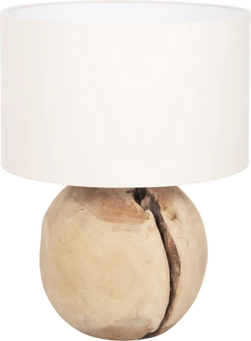 Lampë tavoline ORANYE FH4421 dru tik-PVC e bardhë Φ40x53Hcm