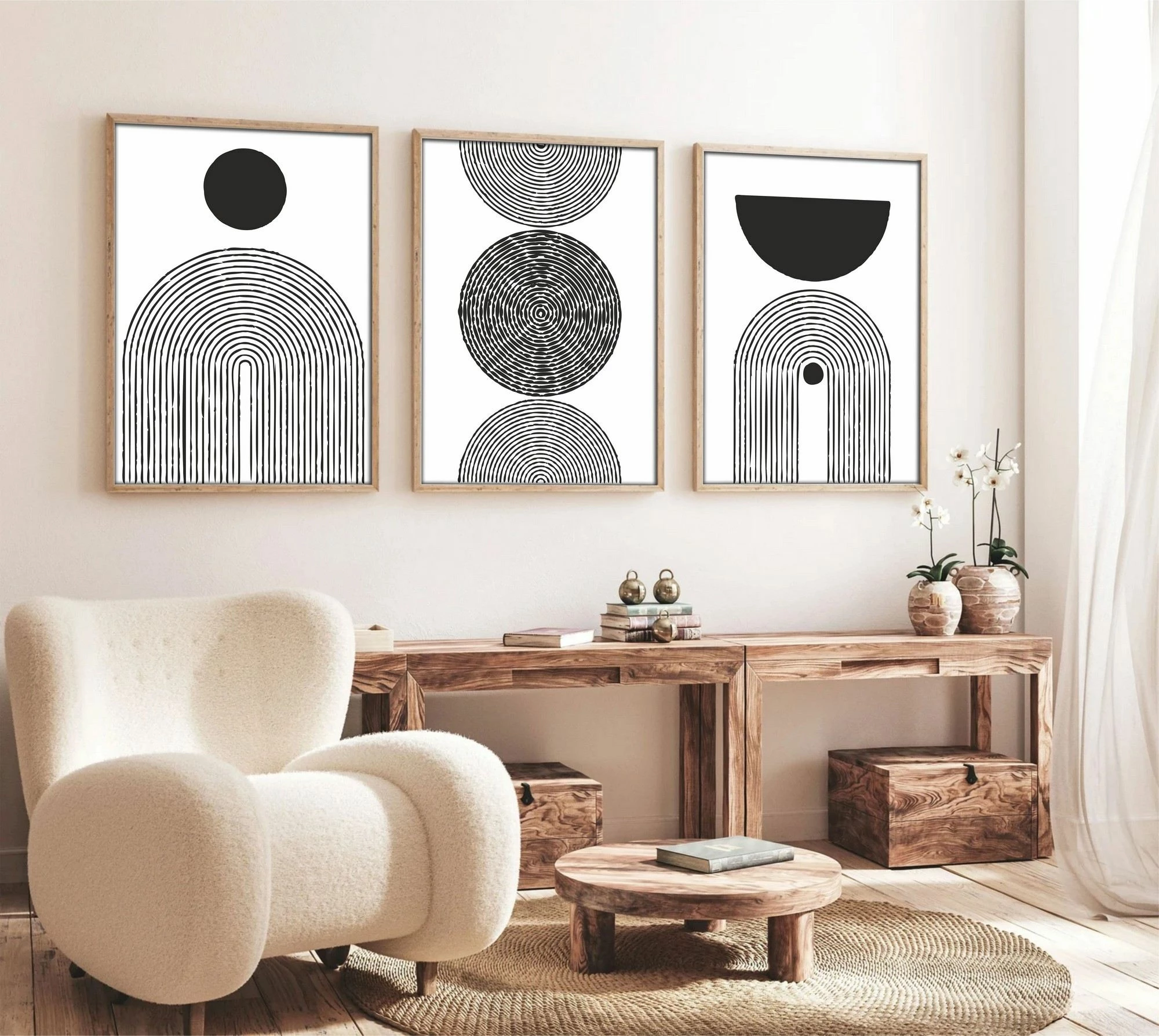 Pikturë dekorative me kornizë, 3 pjesë, MDF, Wallity, Huhu163, 50x70 cm
