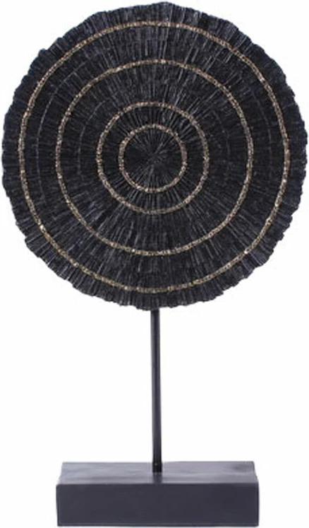 Dekor Totem TUISI, polirezine, ngjyrë e zezë dhe ari, 26x8x43cm