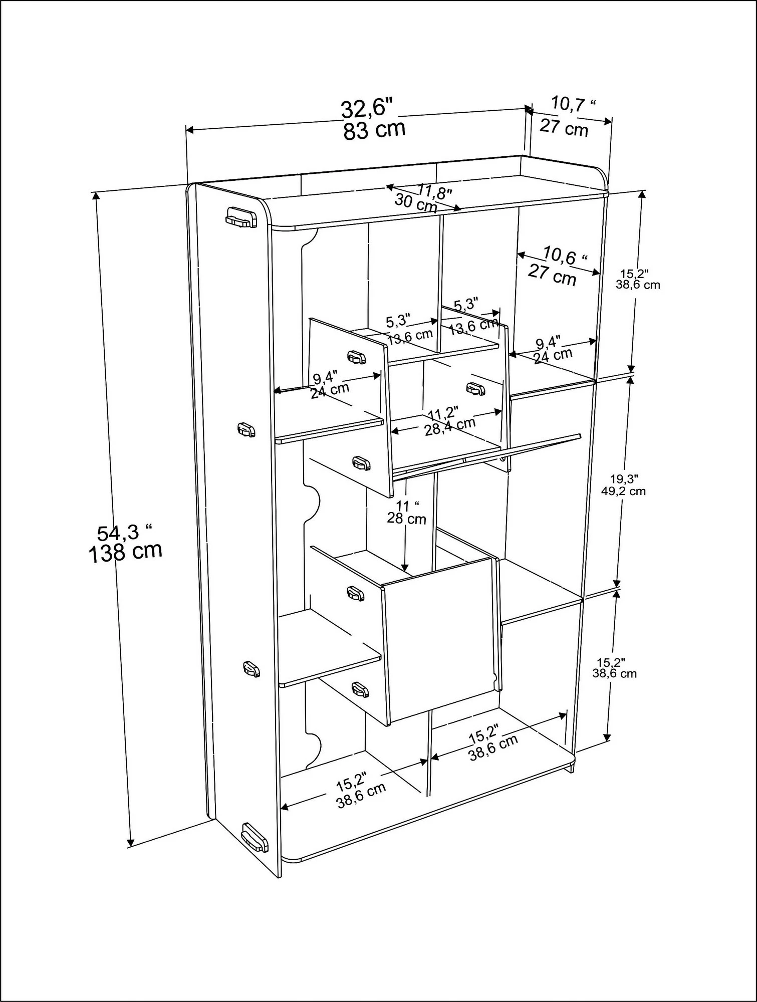 Raft librash Skye Decor, ngjyrë pana-lisi
