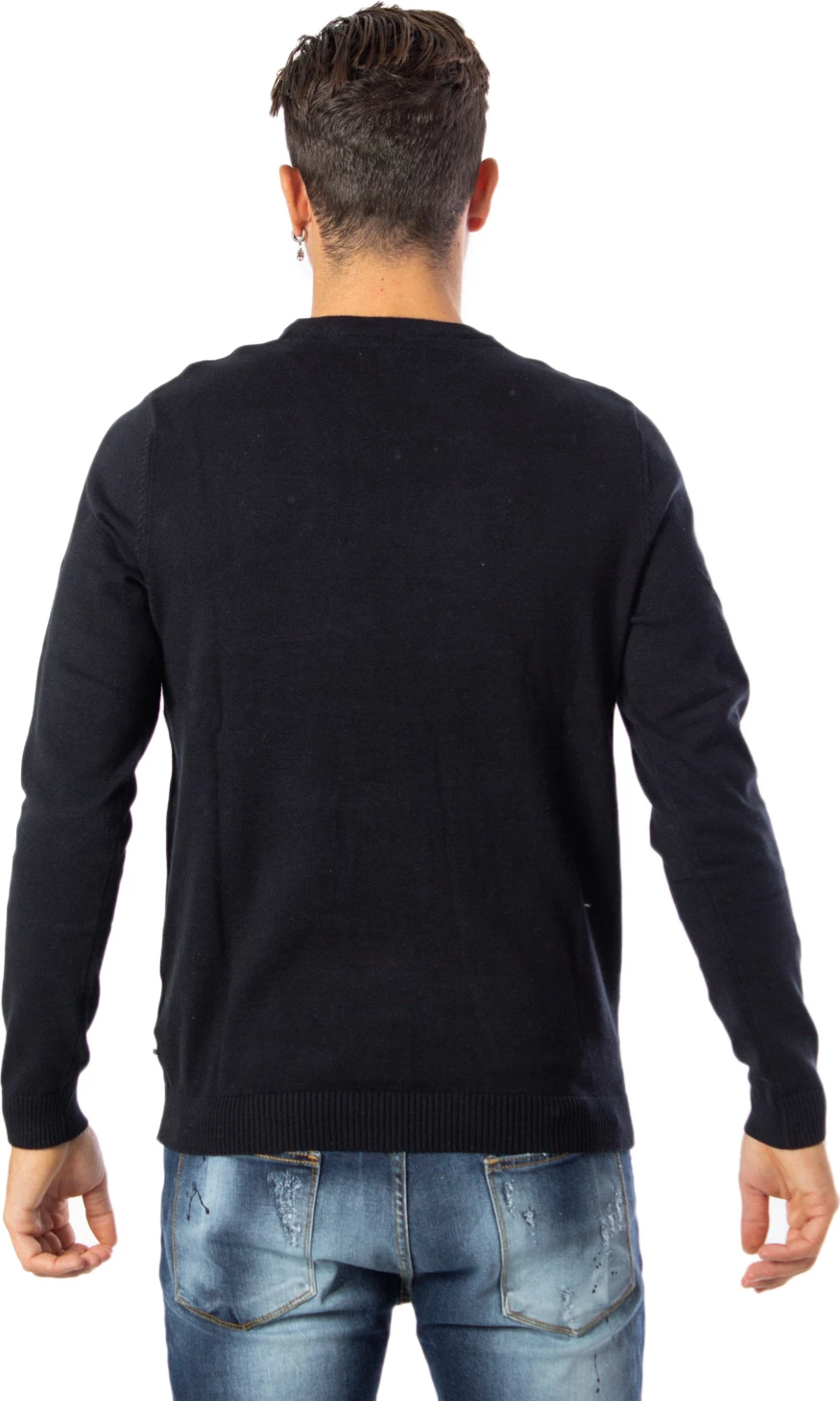 Xhemper për meshkuj Jack & Jones JJEBASIC Knit Crew Neck NOOS 12137190, i zi [Madhësia: S]
