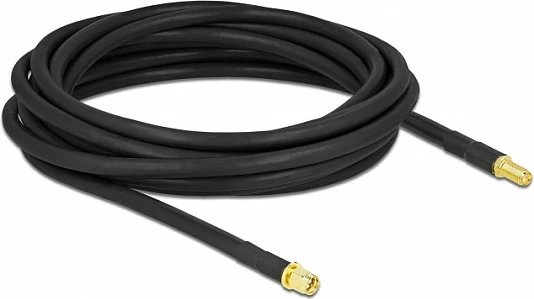 Kabllo antene DeLOCK LMR300 SMA mashkull në SMA femër, 5 m, e zezë