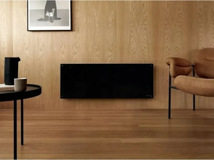 Radiator panel konvektor MILL GL1200WIFI3B 1200W Wi‑Fi, xham, montim n’mur, e zezë