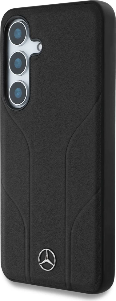 Mbështjellës Mercedes Leather Debossed Lines MagSafe për Samsung Galaxy S25, i zi