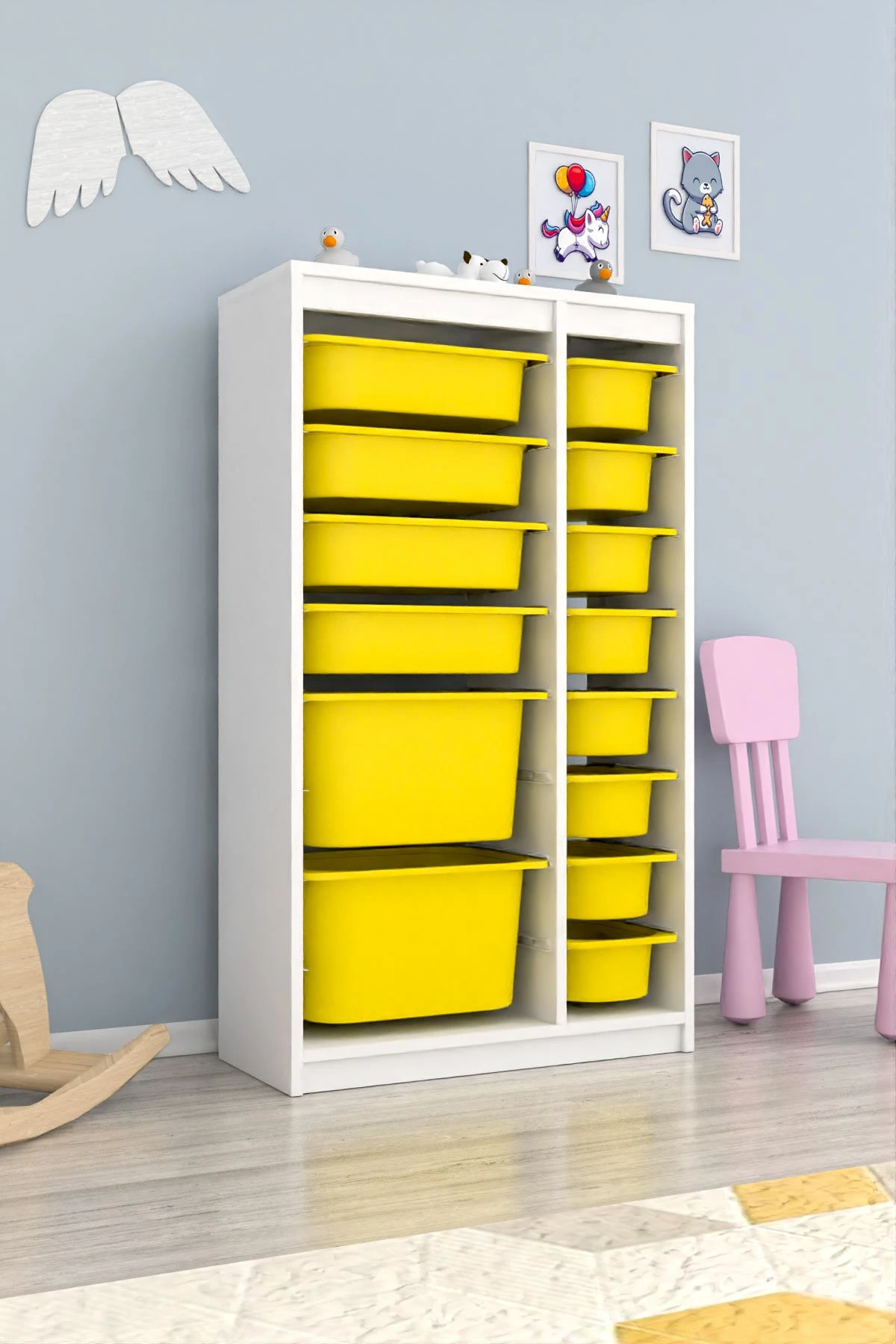 Dollap multifunksional, i bardhë dhe i verdhë, Hanah Home Montana Xs 2D4N8U