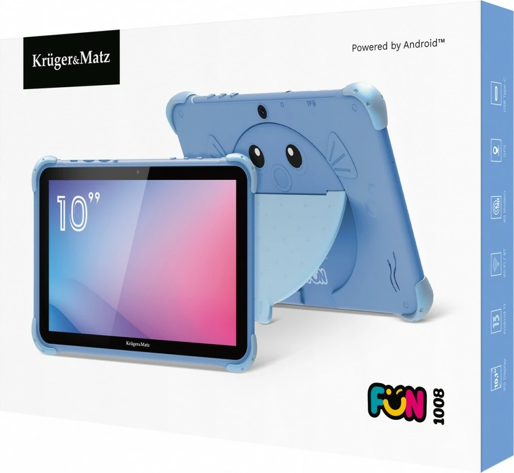 Tablet për fëmijë Kruger & Matz FUN 1008, 64 GB, 4 GB RAM, 10.1", Android 13, Kaltër