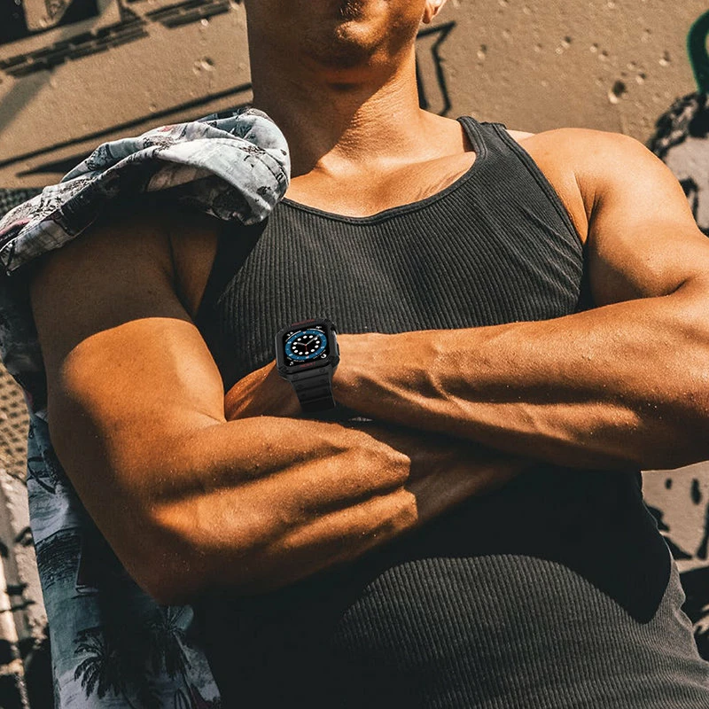 Rrip me kasë mbrojtëse për Apple Watch Hurtel, 45/44/42mm, Bardhë