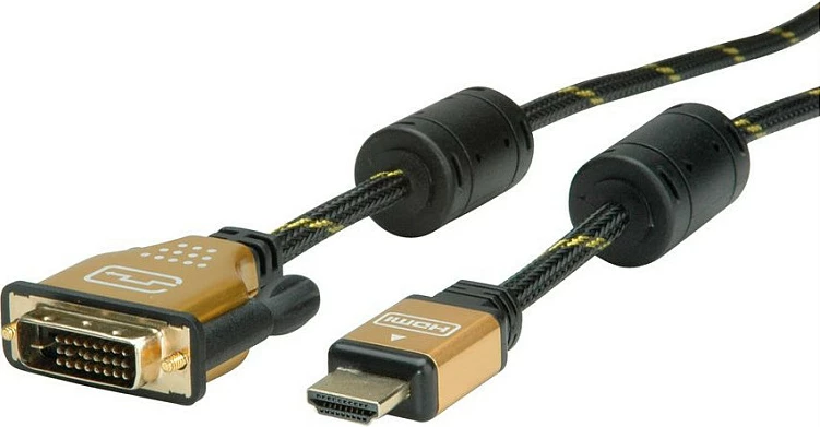 Kabllo monitori ROLINE GOLD HDMI në DVI-D 24+1, 1 m, zezë/ari