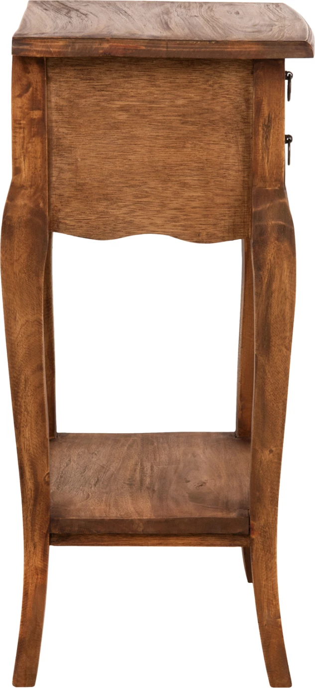 Tavolinë anësore me 2 sirtarë FH7904 dru mahagoni ngjyrë natyrale 40x30x67Hcm