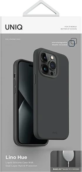 Mbështjellës UNIQ Lino Hue Magclick për iPhone 14 Plus, gri