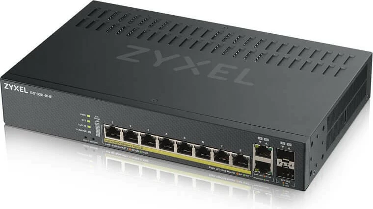 Switch Zyxel GS1920-8HPV2, Managed, Gigabit Ethernet, PoE, Wall mountable
