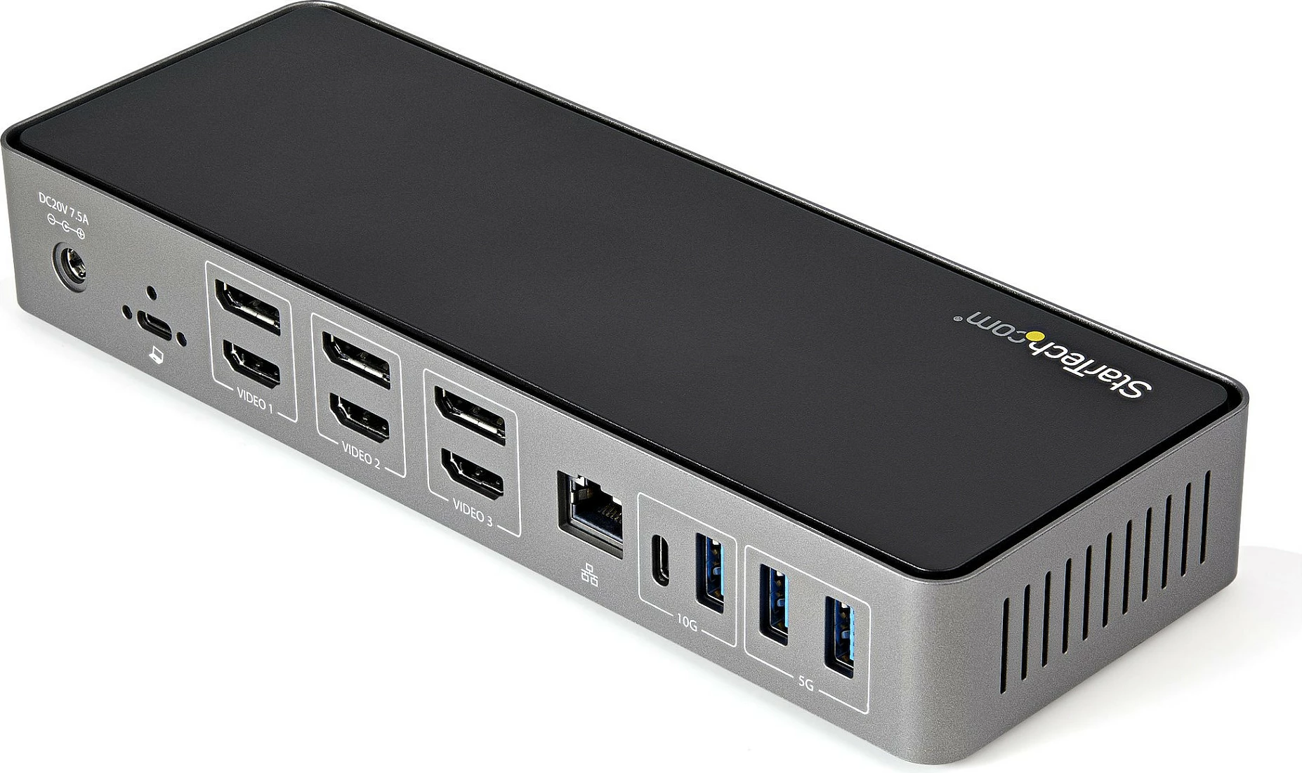 Docking station StarTech USB-C & USB-A Dock, Triple Monitor 4K 60Hz, 85W Power Delivery, 6x USB, GbE, e zezë/argjendtë