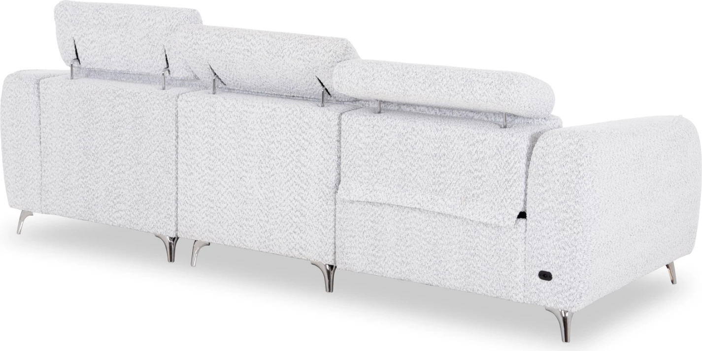 Këndore e djathtë, divan treshe me recline Valente CD3317.01R, stof gri e çelët, 275x160x104H