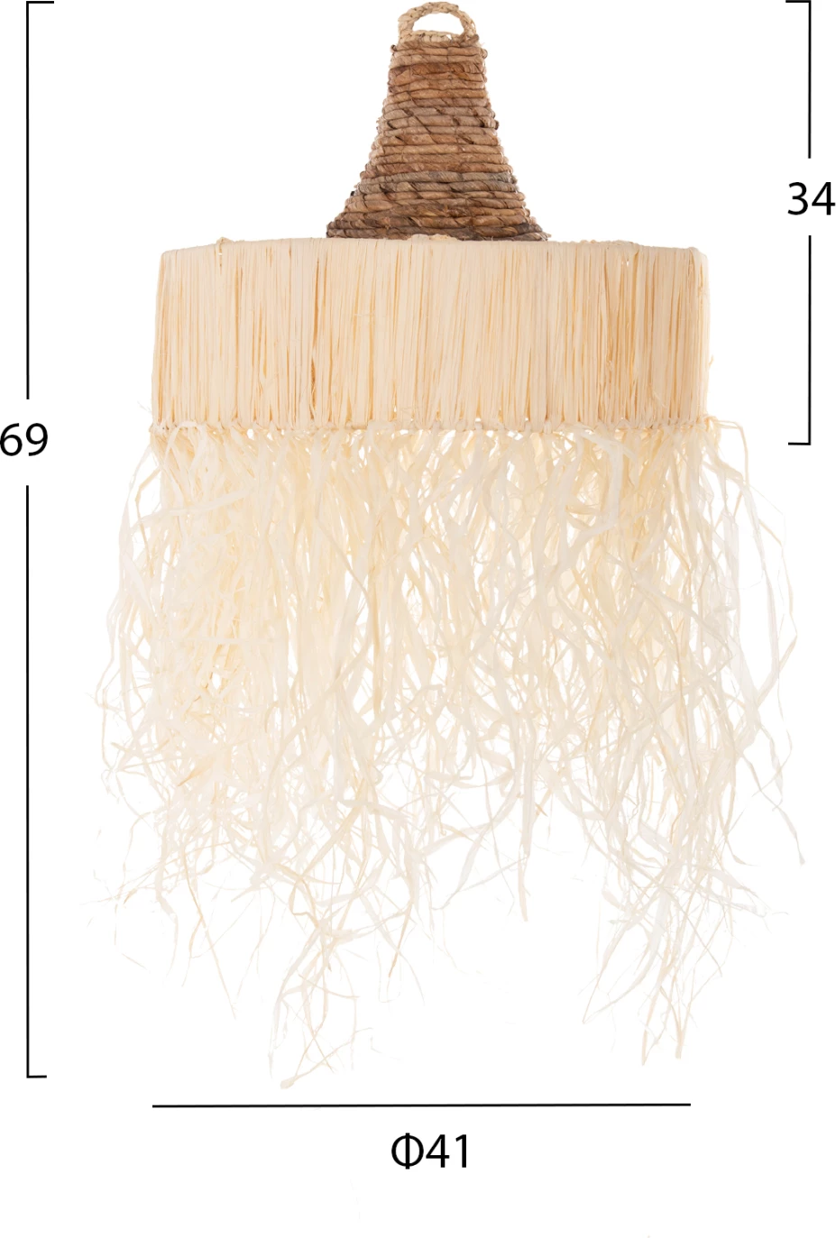 Llambë varëse tavani me fije, FH7853, fibra palme të thata, Φ41x34H cm