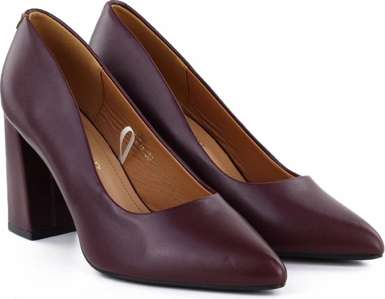 Këpucë me take për femra Leone PB216, të kuqe burgundy