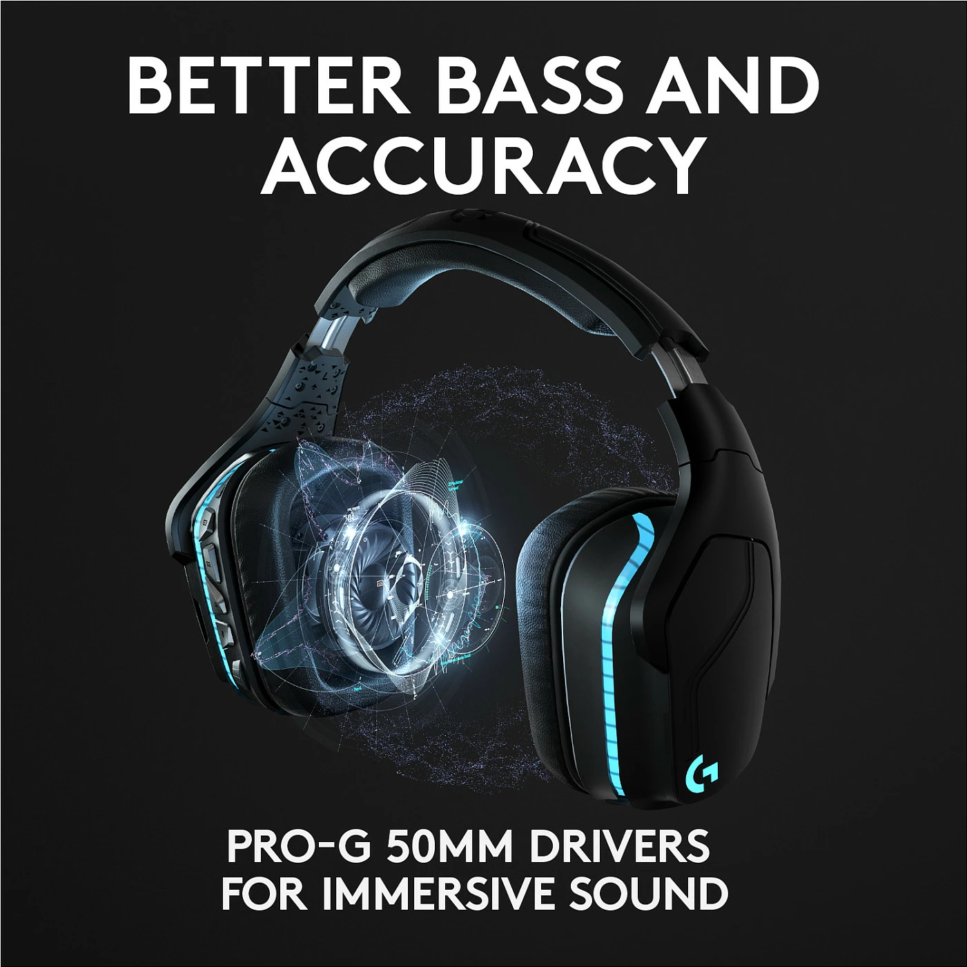Kufje gaming Logitech G935 pa tela, 7.1 Surround Sound, e zezë, blu