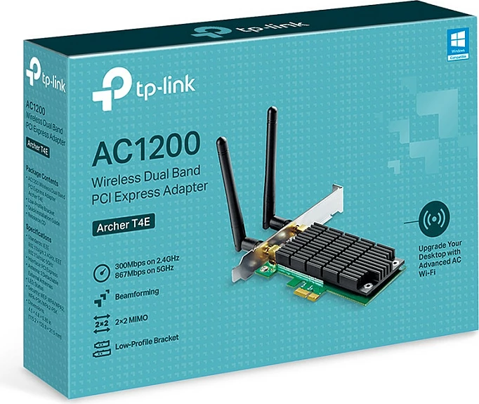 Kartelë Wi-Fi TP-Link Archer T4E, PCI Express, AC1200, e zezë dhe e gjelbër