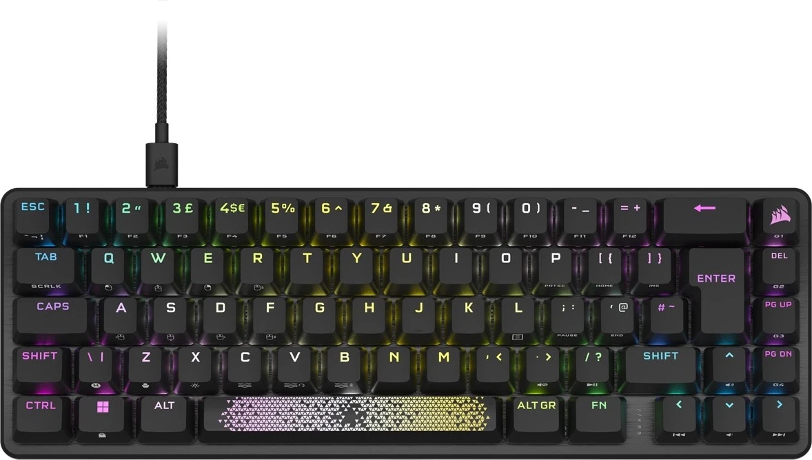 Tastierë Corsair K65 Pro Mini OPX Silver, RGB, me kabllo, gri