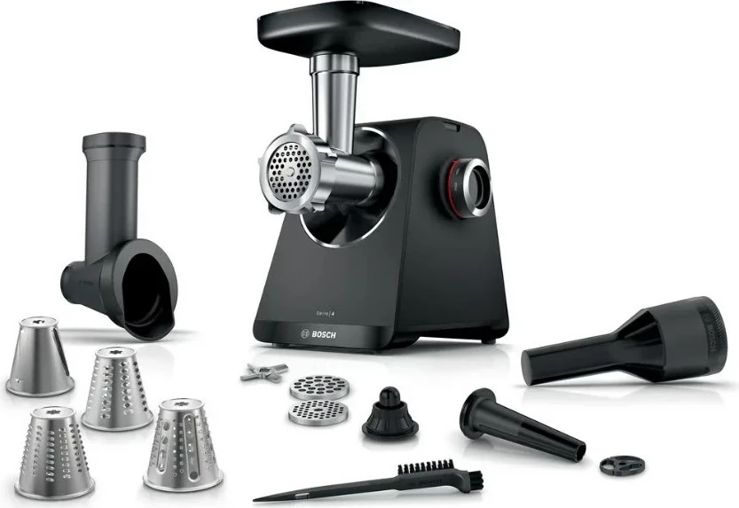 Makinë mishi Bosch MFWS440B, 1900 W, E zezë, Argjendtë