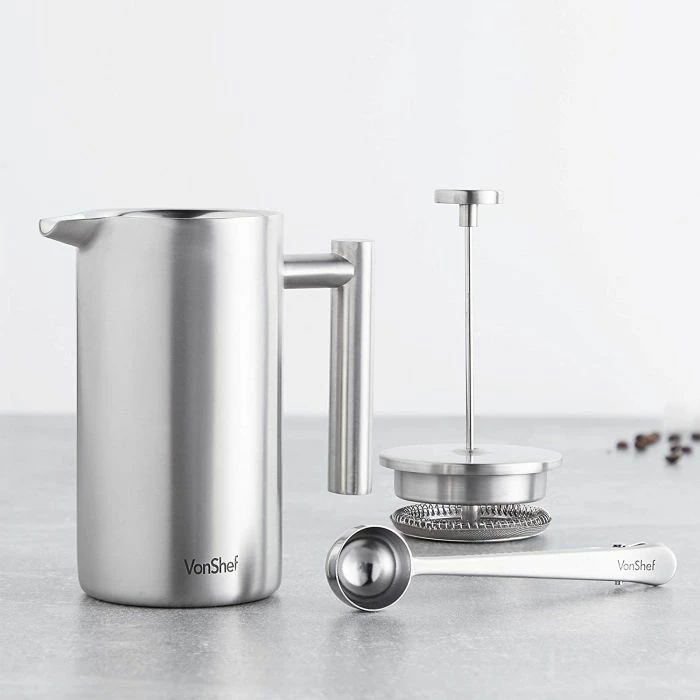 Kafetierë VONSHEF 1000115 650 ml (6 filxhana), inox satin, me lugë 2-në-1