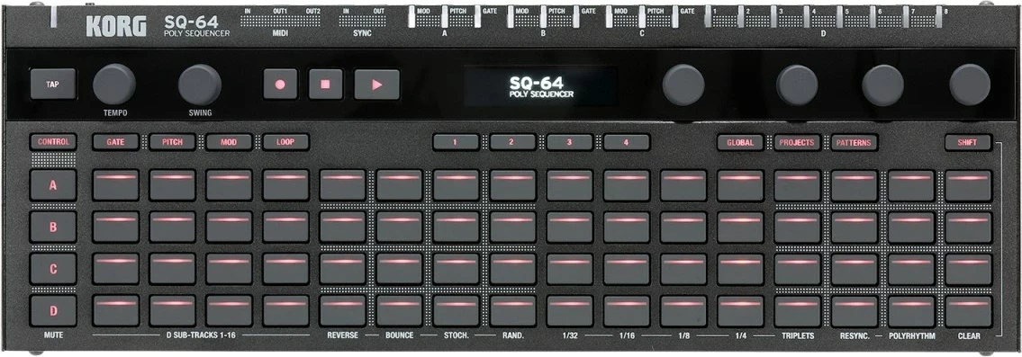 Sequencer Korg SQ-64, polifonik, me ekran LCD