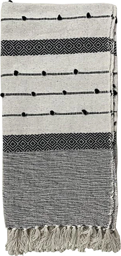 Batanije dekorative Sand, pambuk, e bardhë-e zezë, 125x150cm