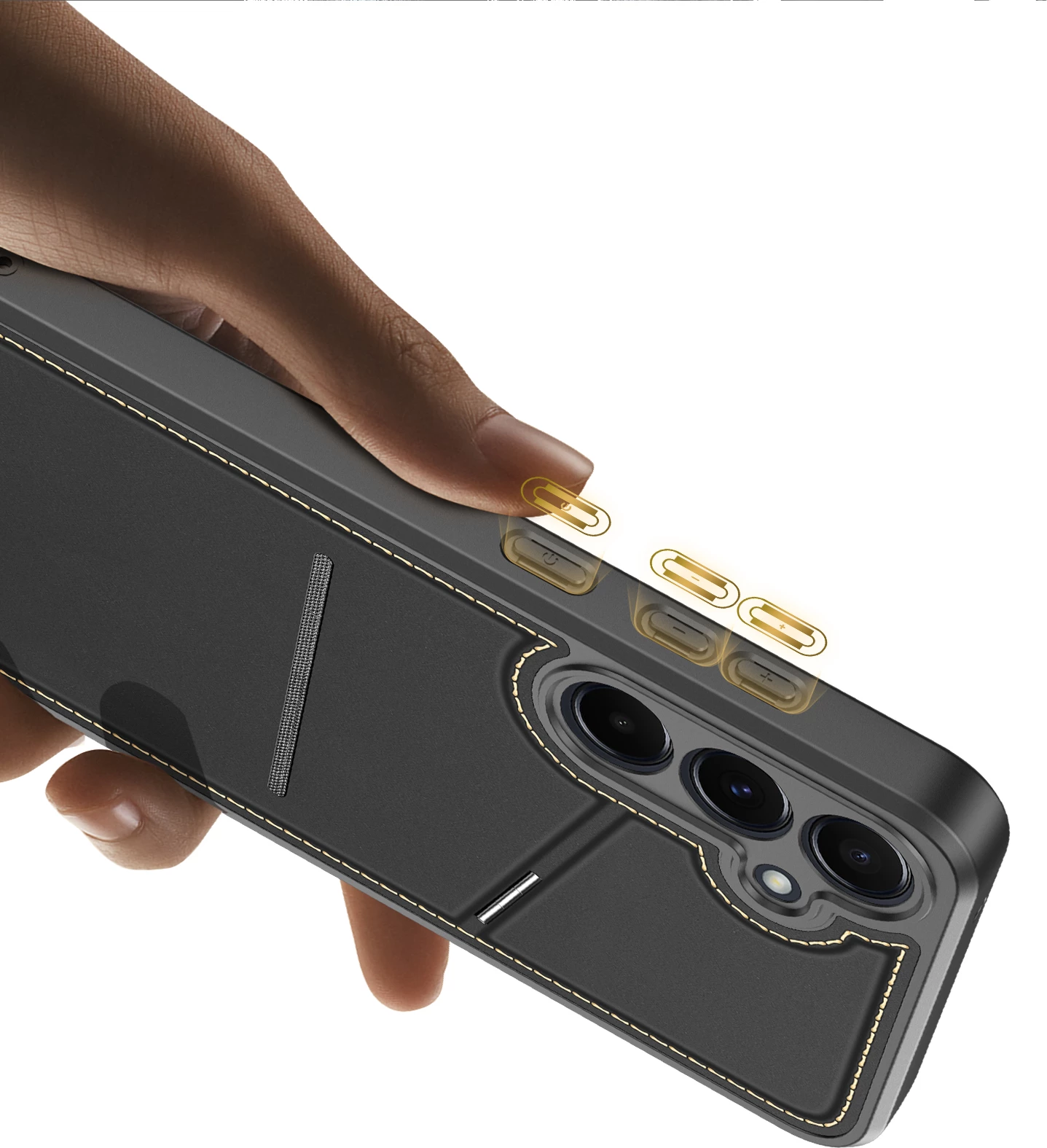 Mbështjellës Dux Ducis Rafi II për Samsung Galaxy S25, me stand, portofol, MagSafe, e zezë