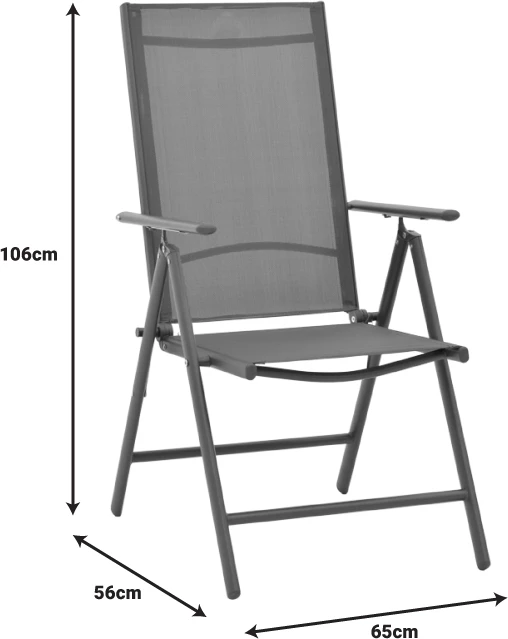 Karrige për kopsht Candor metalike dhe tekstilene gri 65x56x106cm