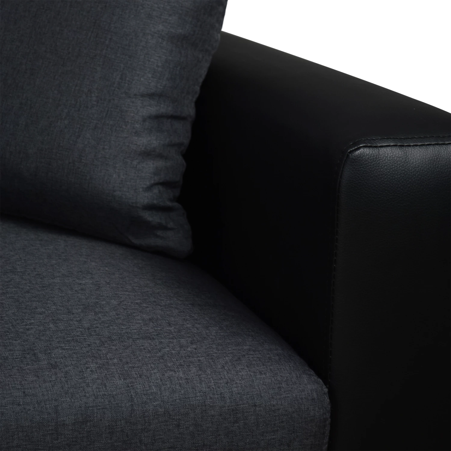 Kënd divani shtrat Wayne 220x146x86 FH3028.01 Gri me PU të zezë