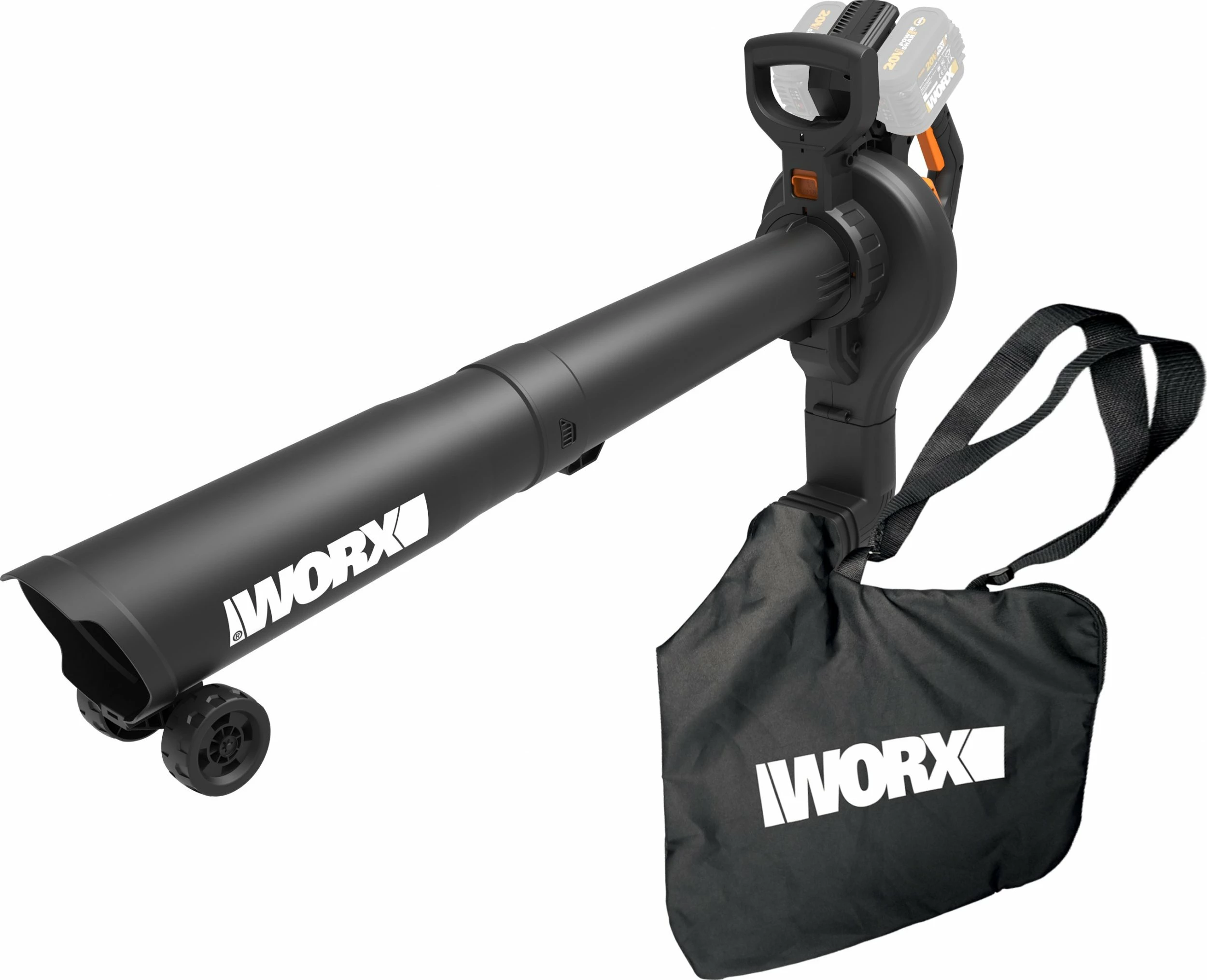 Fshesë/Fryrës gjetesh 3-në-1 Worx WG583E.9 40V (2x20V PowerShare), qese 35L, brushless, pa bateri/pa karikues, zi/portokalli